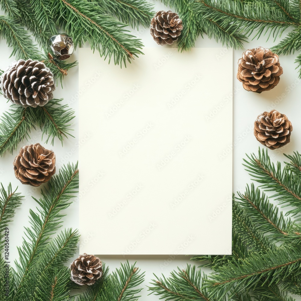 Fototapete blank space surrounded by pine branches and pine cones suitable for creative text placement. generat