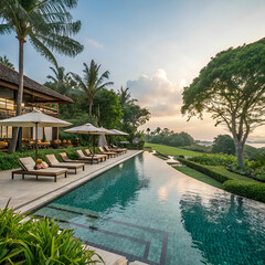 Beautiful luxury hotel swimming pool resort
