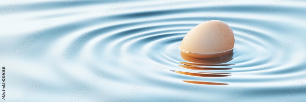 Poster dreamy eggscape in fluid art floating raw egg amid swirling ripples - inspiring natural textures for