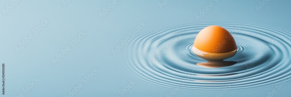 Aufkleber minimalist egg composition floating golden egg with rippling blue reflections - dreamy art for tech-