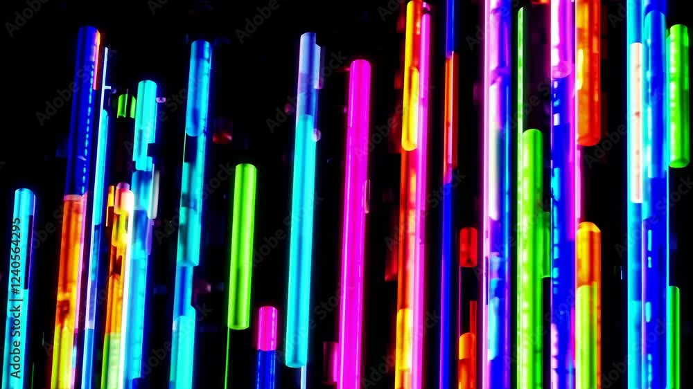 Aufkleber rapidly shifting columns of fluorescent hues, rising from the bottom to the top of the frame, creati