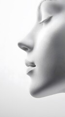 56. A profile view of a face with a narrow, defined chin and sculpted cheekbones, on a white background