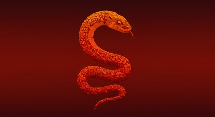 Obraz premium Abstract Low Poly Red Snake Design Geometric Reptile Art Fiery Serpent Illustration