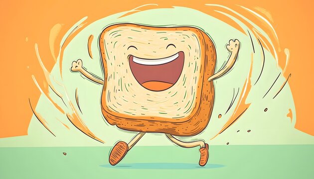 A Happy Slice Of Bread Joyfully Leaps And Bounds