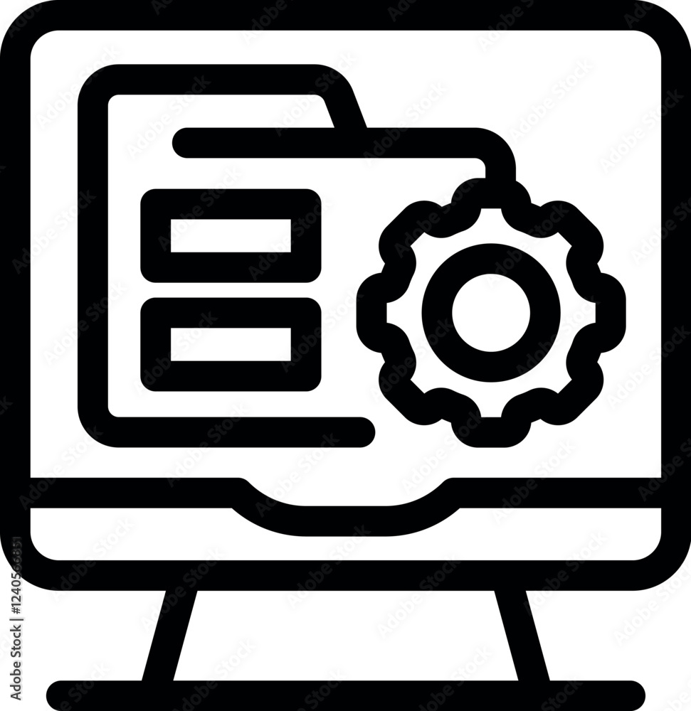 Poster simple vector icon representing file management, settings, or software development on a computer scr