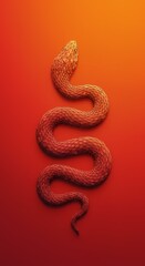 Obraz premium Abstract Low Poly Snake on Red Background Geometric Reptile Art Modern Design