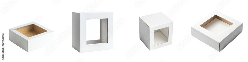 Aufkleber Different styles of white display boxes arranged on a surface showcasing various shapes and sizes for organizing items efficiently
