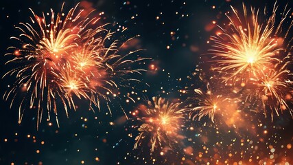 Fototapeta premium Colorful fireworks bursting in a night sky filled with sparks