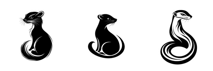 An isolated, stylized, modern monochrome depiction of the ermine.