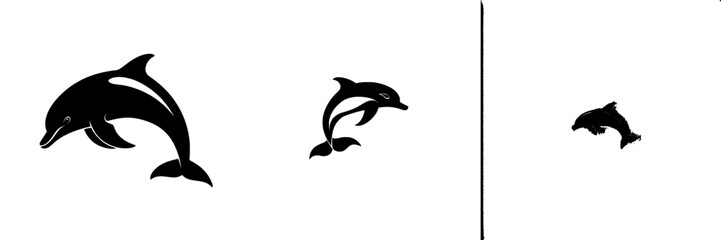 Obraz premium A contemporary depiction of a black and white dolphin leaping, representing a sea creature.