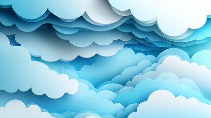 Cloud-Like Paper Background. Soft, rounded layers resembling fluffy clouds. Paper cut out effect