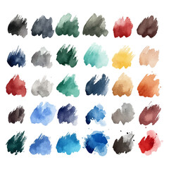 set of a watercolor paint brush strokes clipart, vector style, white background