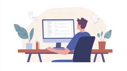 Software Engineer Developer Using Desktop Computer, 