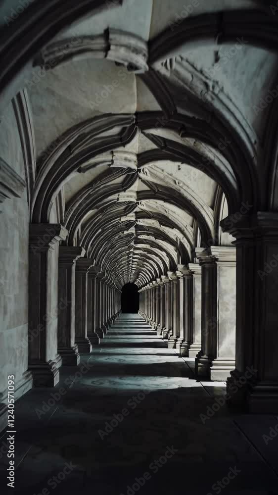 Fototapete an endless hallway formed by recursive arches, the corridor curving into the distance until it appea