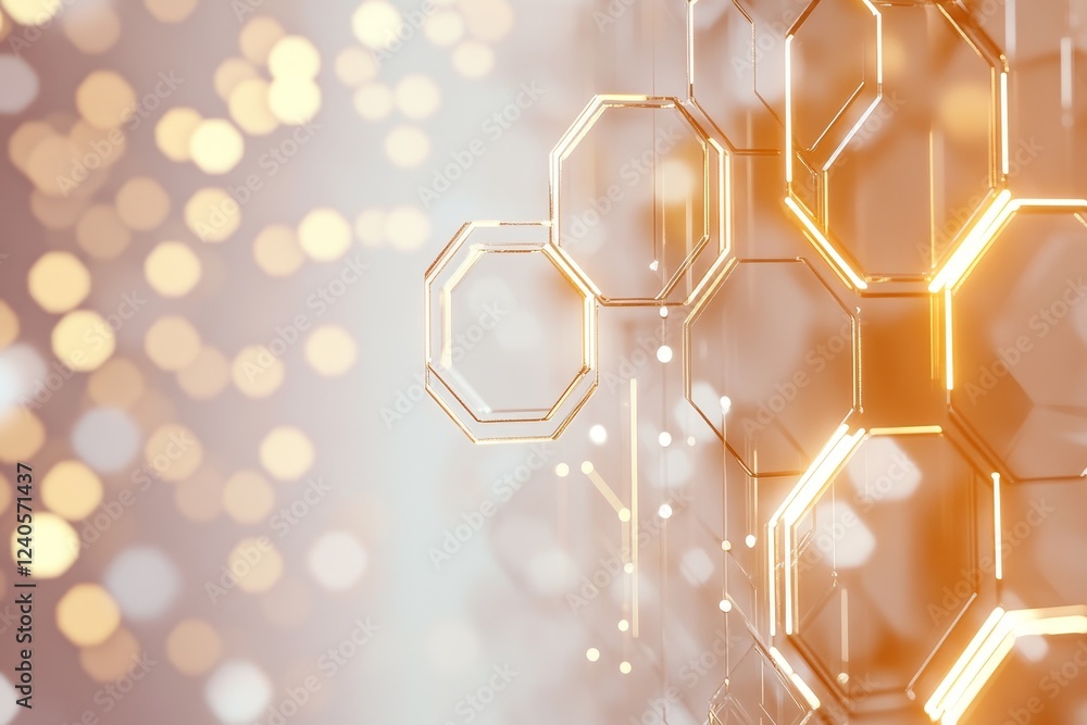 Poster abstract technology background with hexagons shape pattern.
