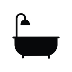 Bathtub icon. Black Bathtub silhouette vector illustration isolated on white background.