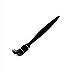 Paintbrush icon. Black Paintbrush silhouette vector illustration isolated on white background.