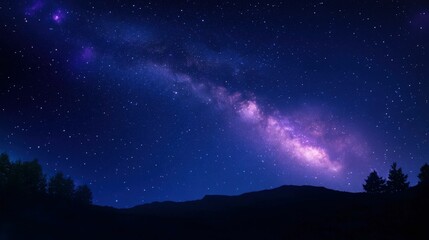 Stunning night sky with milky way galaxy over silhouetted landscape