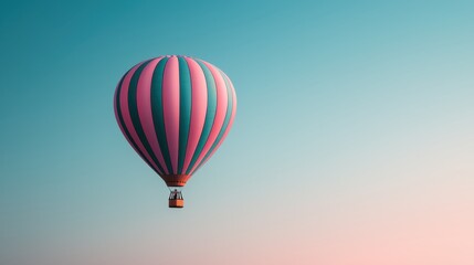 Fototapeta premium Surreal and Captivating Hot Air Balloon Festival Captured at Sunset with Vibrant Balloons Floating Peacefully in the Serene Sky