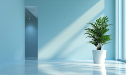 Serene Minimalist Room with Indoor Plant