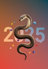 Obraz premium 2025 Year of the Snake Serpentine Design Chinese Zodiac Symbol New Year s Graphic