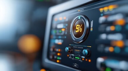 Sleek and sophisticated futuristic digital dashboard showcasing advanced data analytics intelligent controls and a clean modern user interface