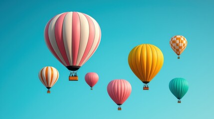 Fototapeta premium Surreal Hot Air Balloon Festival at Sunset with Vibrant Balloons Floating in the Sky A colorful and dreamlike scene of hot air balloons drifting through the clouds during a magical festival