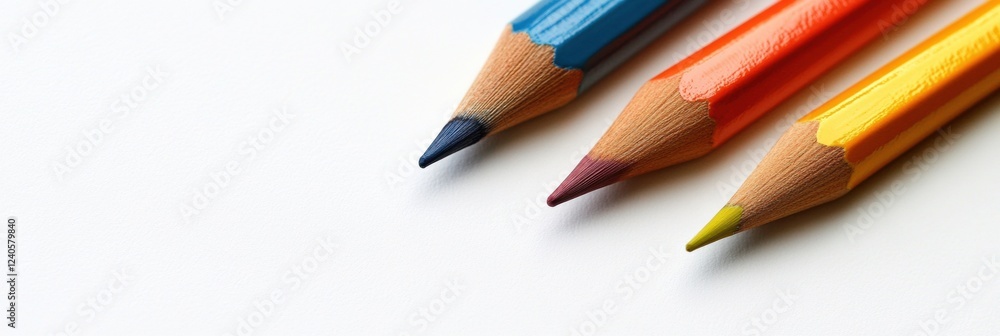 Aufkleber colorful pencils arranged in a row ready for creative writing or drawing on a blank canvas at any ti