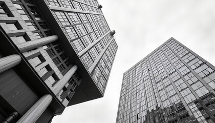 Fototapeta premium Monochrome skyscrapers reaching skyward, architectural elegance