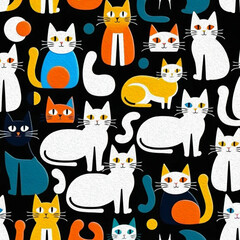 Cats . Oil paint. Animal illustration. Design for use in graphics.