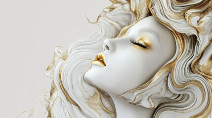 Abstract Porcelain Woman with Gold Accents – Luxurious & Sensual