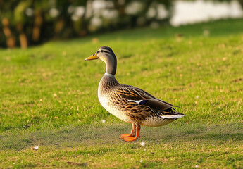 Fototapeta premium Female Mallard Duck on Grass