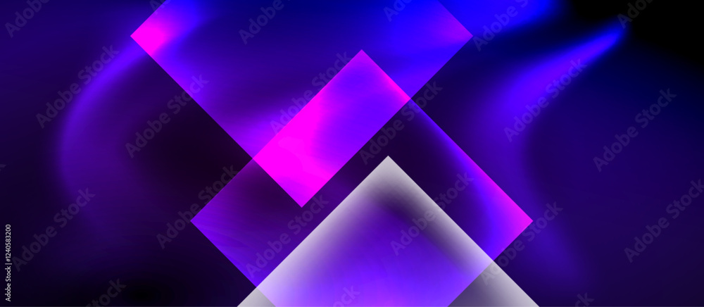 Aufkleber glass squares with neon shiny light abstract background