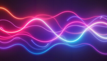 Vibrant glowing neon waves on dark background, digital energy