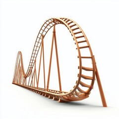 Obraz premium Roller coaster track structure with loops and bends against plain background in a creative design concept