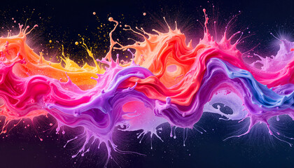 Vibrant fluorescent color splash in motion, creative expression