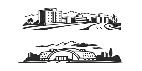 Albuquerque, New Mexico Skyline &ndash; Modern Line Art City Illustration