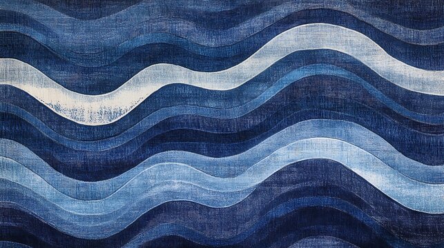 Wavy blue fabric pattern for background texture design