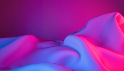 Obraz premium Vibrant neon fabric flowing in soft waves, visual energy