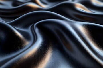 Fototapeta premium Abstract Waves in Luxurious Black Leather Texture for Modern Design