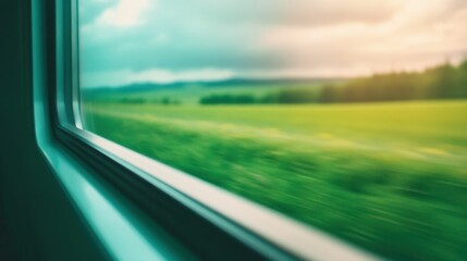 Scenic train journey with blurred landscape view for travel inspiration