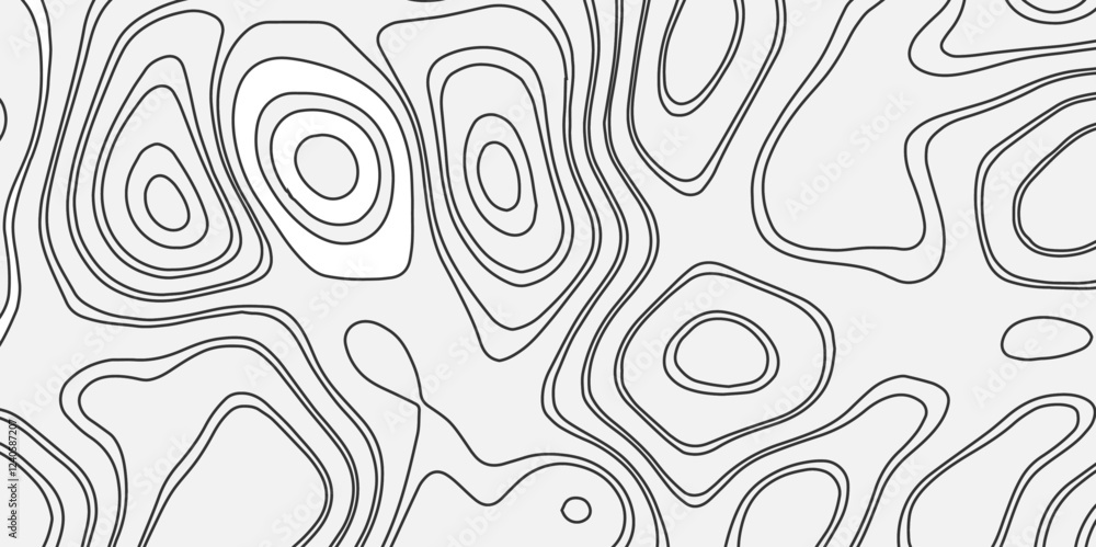 Poster abstract world map with black and white ariel view contour wave line style world map top view. topog