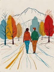 person walking in the snow