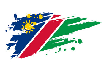 Vector illustration of Namibia flag in brush stroke effect on transparent background