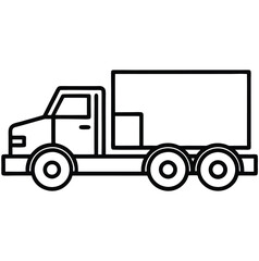 Easy-shape transportation vehicle: a large, heavy road truck used for carrying goods. Line art, icon, vector, illustration, isolated, design, stock related to transportation. Editable Pro Vector.