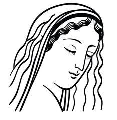 Long-haired lady, a vector art silhouette with beautiful face and stylish hairstyle