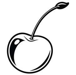 cherry fruit isolated on transparent background icon logo stock sign line art outline linear style vector illustration isolated