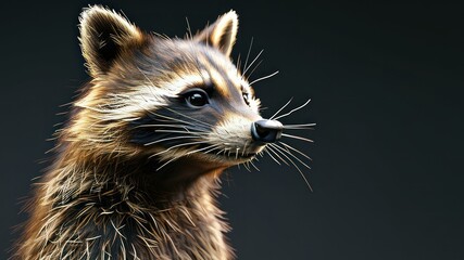 Obraz premium A detailed close up of a raccoon with striking fur and features