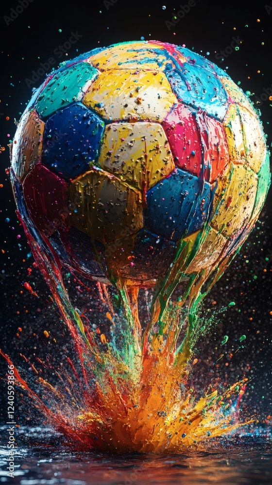 Poster hyperrealistic 3d impressionist design featuring vibrant liquid paint splashes in various colors for