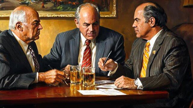 A Masterpiece of Business Negotiation: Three Powerful Men in Deep Discussion